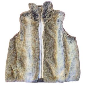 Y2K Faux Fur Leather Vest Vintage Wilsons Weatherproof Front Zipper 80s Mob Wife